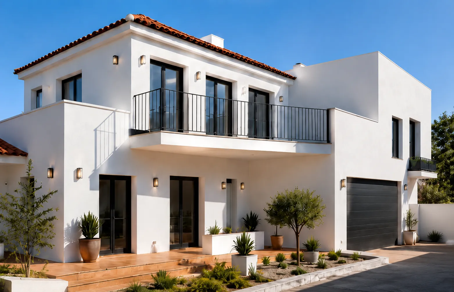 Chalet unifamiliar pintado en exterior